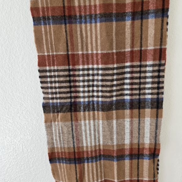 Pendleton Whisperwool Muffler Plaid Scarf Beige Brown 76"×12" Made in Italy - Picture 10 of 16